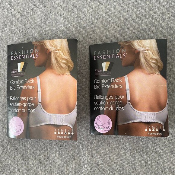 Fashion Essentials Comfort Back Bra Extenders Lot of 2 Size 3 and 4 Hook - Picture 1 of 5